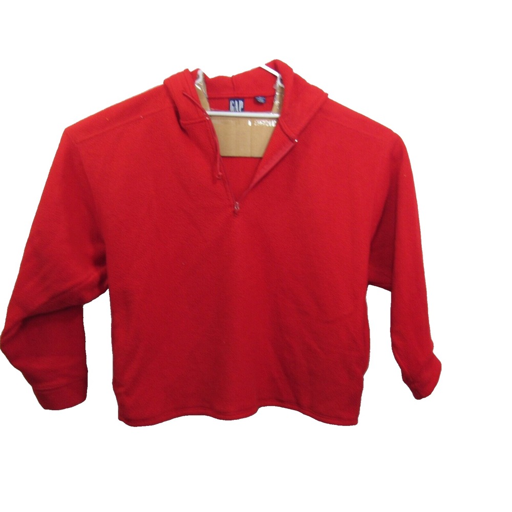 GAP 1/4 Zip‎ Fleece Pullover Jacket Men's XL Red with Hood